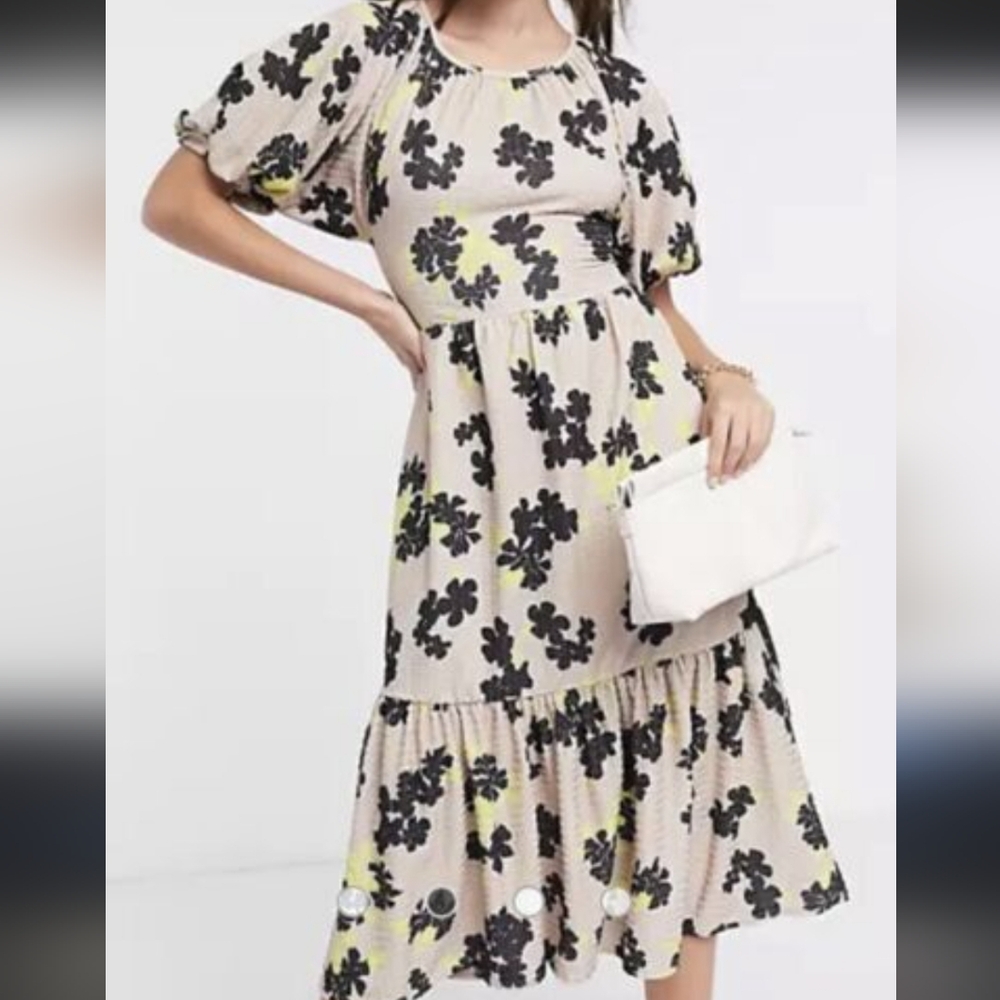 ASOS Design Textured Midi Smock Dress - Picture 4 of 6